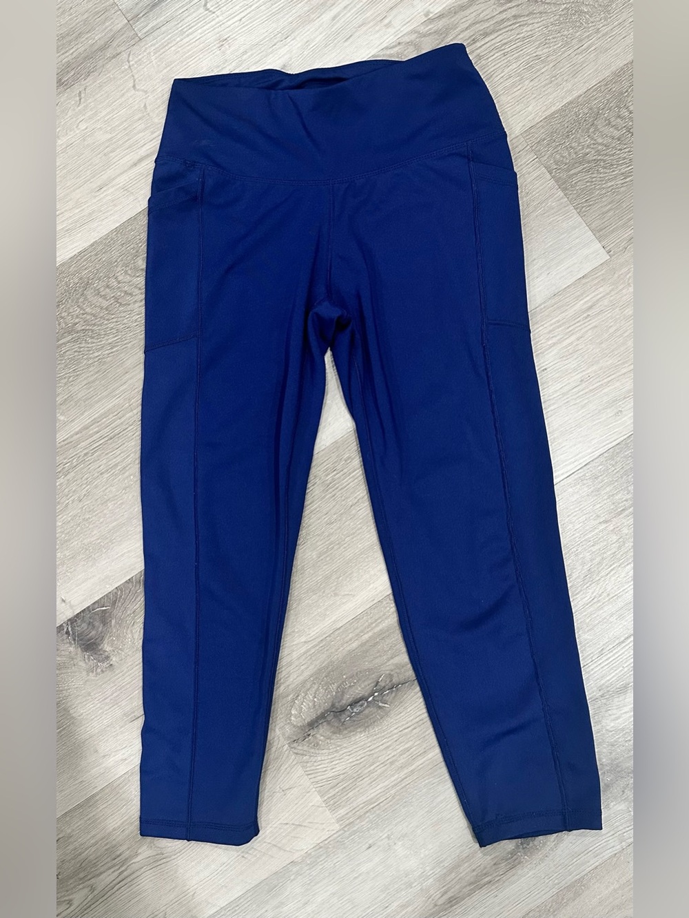 Adrienne Vittadini Sport High-Rise Ankle Leggings Blue S Stretch Pockets 💙